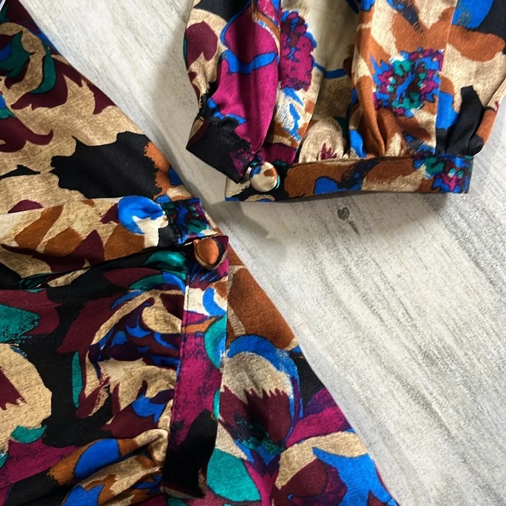 WORTH New York Floral Silk Blouse Size 10 - Picture 6 of 10